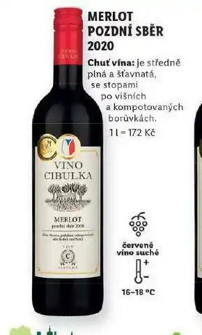 Lidl Merlot pozdní sběr nabídka