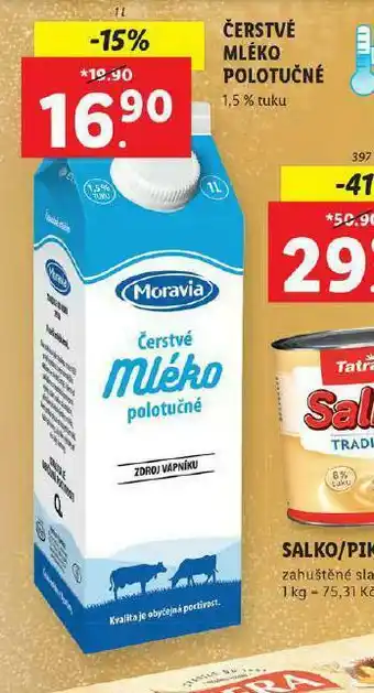 Lidl Čerstvé mléko 1,5% nabídka