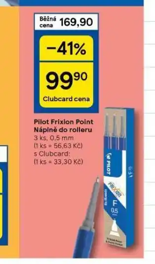 Tesco Pilot frixion point náplně do rolleru nabídka