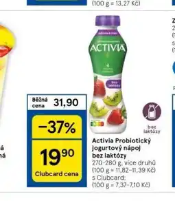 Tesco Activia probiotický jogurtový nápoj bez laktózy nabídka