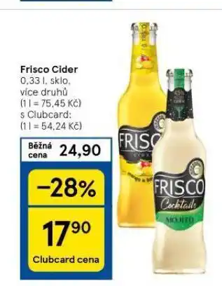 Tesco Frisco cider nabídka