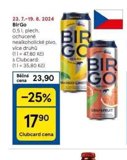 Tesco Birgo nealkoholické pivo nabídka