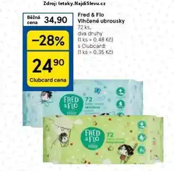 Tesco Fred & flo vlhčené ubrousky nabídka