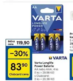 Tesco Varta baterie nabídka