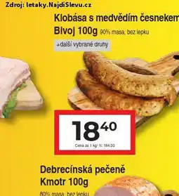 Hruška Klobása s medvědím česnekem nabídka
