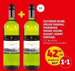 Penny Market VELTLÍNSKÉ ZELENÉ, MÜLLER THURGAU, FRANKOVKA MODRÁ, RISLING VLASSKY, MODRÝ PORTUGAL nabídka