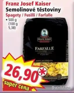 Norma Franz Josef Kaiser Semolinové těstoviny Špagety / Fusilli / Farfalle nabídka