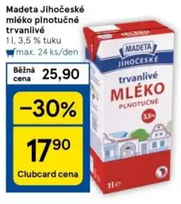 Tesco Madeta Jihočeské mléko plnotučné trvanlivé nabídka