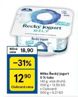 Tesco Milko Řecký jogurt 0% tuku nabídka