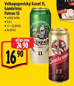 Albert Velkopopovický Kozel 11, Gambrinus Patron 12 nabídka