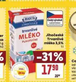Billa Trvanlivé mléko 3,5% nabídka