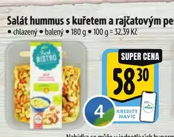 Albert Salát hummus s kuřetem a rajčatovým pestem nabídka