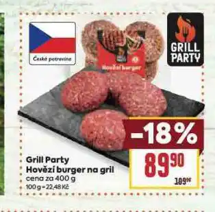 Billa Grill party hovězí burger na gril nabídka