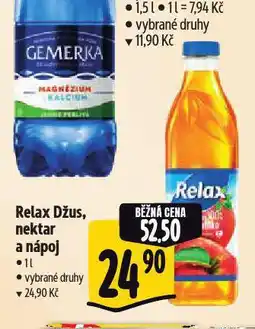 Albert Relax džus, nektar a nápoj nabídka