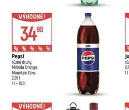 Globus Pepsi, mirinda, mountain dew nabídka