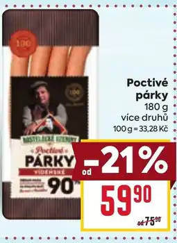 Billa Poctivé párky nabídka