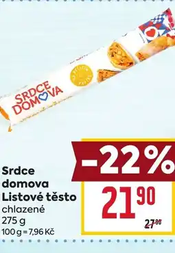 Billa Srdce domova Listové těsto nabídka