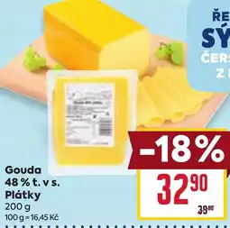 Billa Gouda 48% t. vs. Plátky nabídka