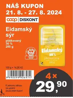 COOP DISKONT Eidamský sýr nabídka
