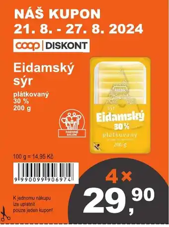 COOP DISKONT Eidamský sýr nabídka
