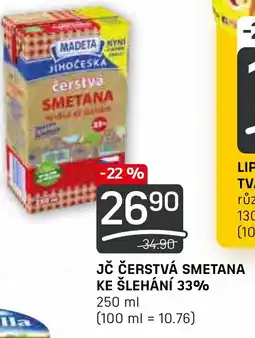 Flop JČ ČERSTVÁ SMETANA KE ŠLEHÁNÍ 33% nabídka