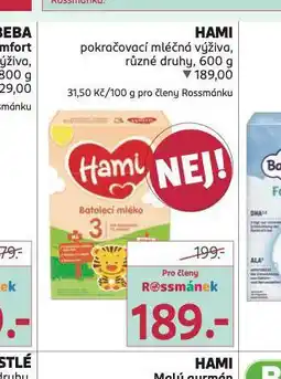 Rossmann Hami pokračovací mléčná výživa nabídka
