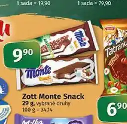 Coop Zott monte snack nabídka