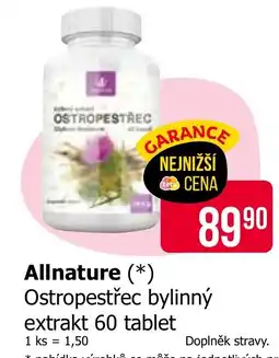Teta Allnature Ostropestřec bylinný extrakt 60 tablet nabídka