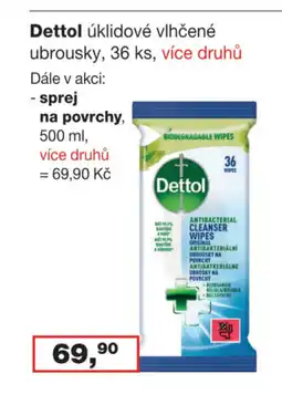 Ráj drogerie Dettol úklidové vlhčené ubrousky, 36 ks nabídka