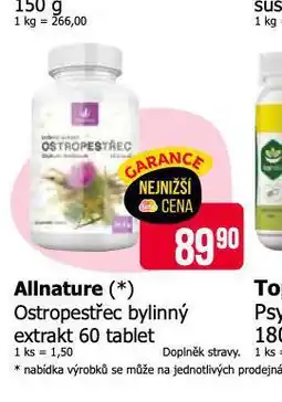 Teta Allnature ostropestřec bylinný extrakt nabídka