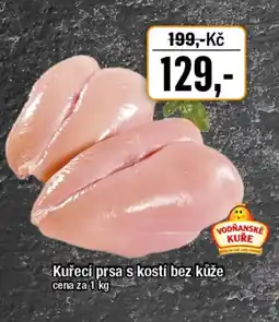 TEMPO Kuřecí prsa s kostí bez kůže cena za 1 kg nabídka
