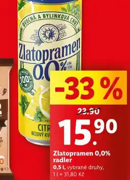 Lidl Zlatopramen radler nabídka