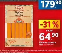 Lidl Vepřové párečky nabídka