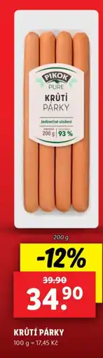 Lidl KRŮTÍ PÁRKY nabídka
