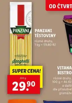 Lidl Panzani těstoviny nabídka