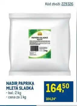 Makro NADIR PAPRIKA MLETÁ SLADKÁ nabídka