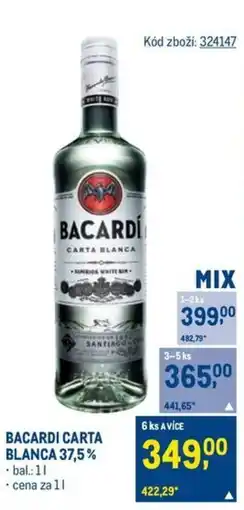 Makro BACARDI CARTA BLANCA 37,5% nabídka
