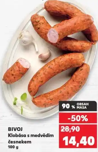 Kaufland BIVOJ Klobása s medvědím česnekem nabídka