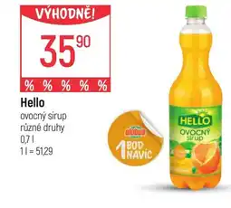 Globus Hello ovocný sirup nabídka