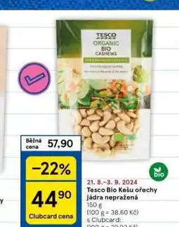 Tesco Tesco bio kešu ořechy jádra nepražená nabídka