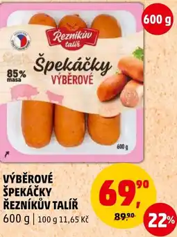 Penny Market VÝBĚROVÉ ŠPEKÁČKY ŘEZNÍKŮV TALÍŘ nabídka