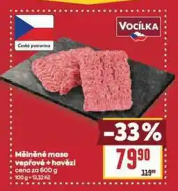 Billa Mělněné maso vepřové + hovězí nabídka