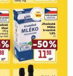 Billa Trvanlivé mléko 1,5% nabídka