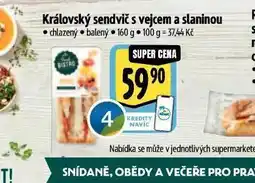 Albert Královský sendvič s vejcem a slaninou nabídka
