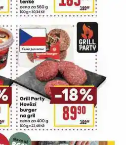 Billa Grill party hovězí burger na gril nabídka