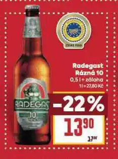 Billa Pivo radegast rázná 10 nabídka