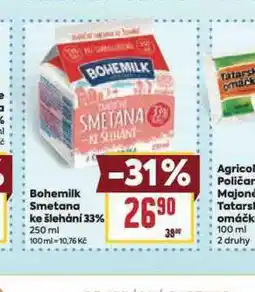 Billa Bohemilk smetana ke šlehání 33% nabídka
