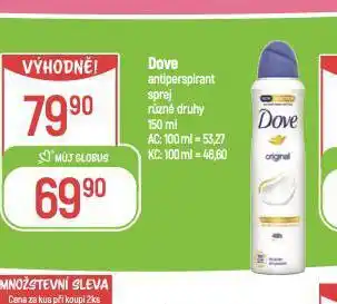 Globus Dove antiperspirant nabídka