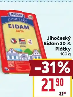 Billa Jihočeský Eidam 30%. Plátky nabídka