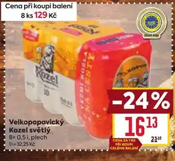 Billa Velkopopovický Kozel světlý nabídka